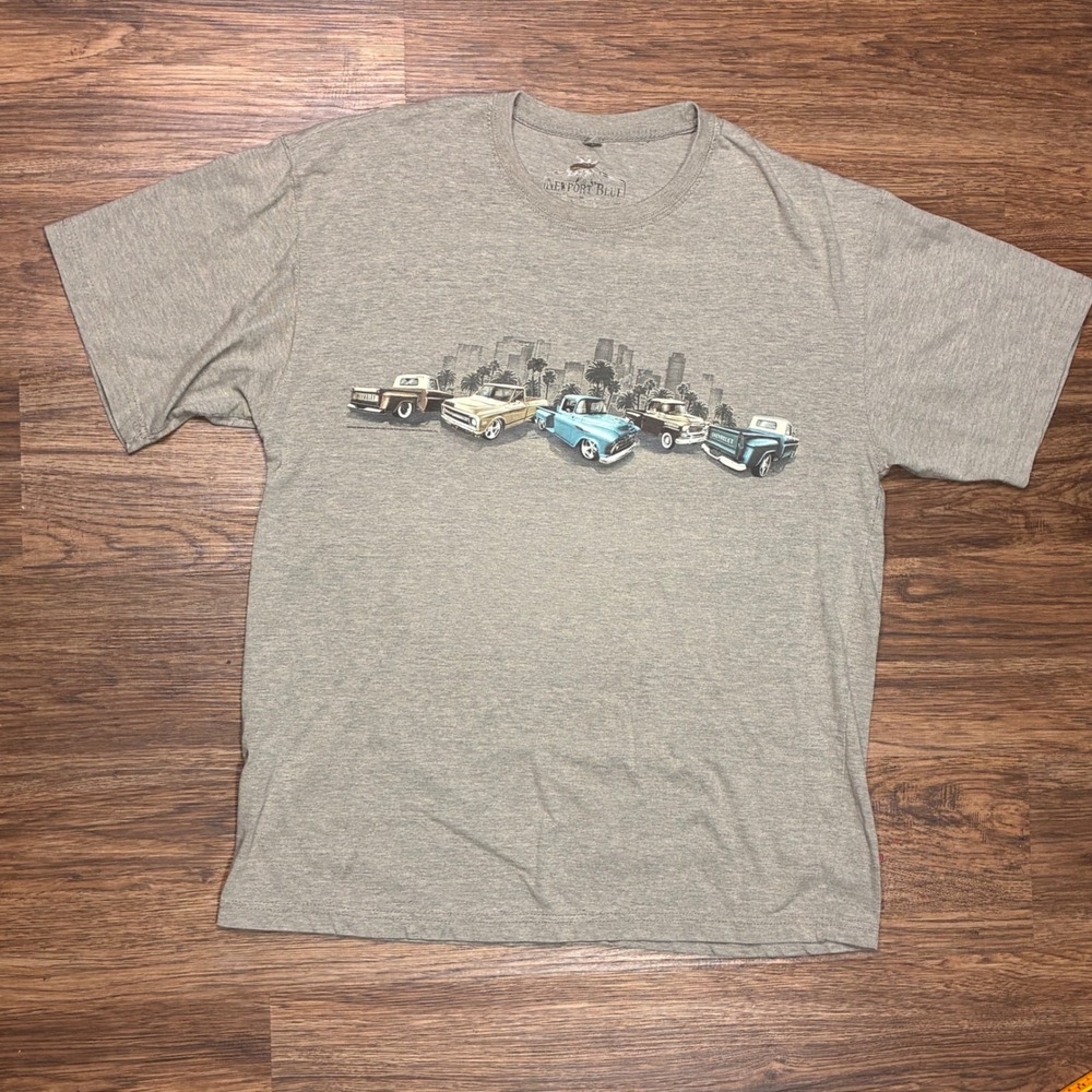 Newport Blue Chevy Classic Pickup Trucks Graphic T-Shirt Men's XL Gray